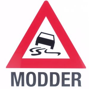 Bord "slipgevaar/modder"