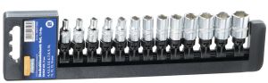 HEYTEC dopsleutelset 1/4" in kunstsof houder, 13-dlg