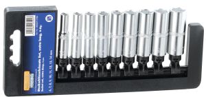 HEYTEC dopsleutelset 1/4" lang, in kunstsof houder, 9-dlg