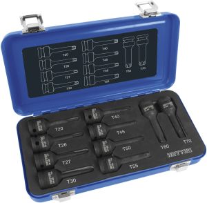 HEYTEC kracht dopsleutelset 1/2", Torx, 10-dlg.