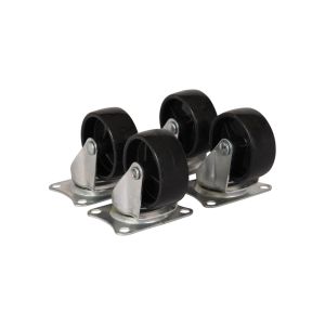 4x Zwenkwiel 50 mm. zwart 