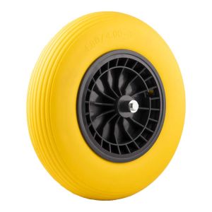 Antilek kruiwagenwiel 4.00-8 pu plastic geel