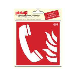 Sticker Telefoon voor brandalarm - 150x150 mm.
