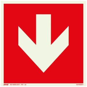 Bord Rood met pijl FTLM - 150x150 mm zelfklevend.