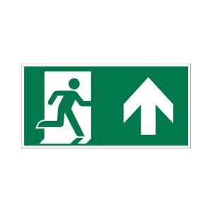 Bord Nooduitgang rechtdoor/naar boven - 150x300 mm.