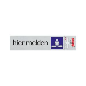 Bord Alulook Hier melden - 165x44 mm zelfklevend.