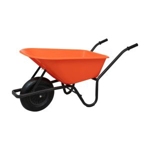 Kruiwagen kunststof oranje bak 85 liter HQ.