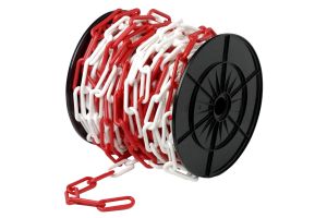 Kunststof ketting 6mm rood/wit PER METER
