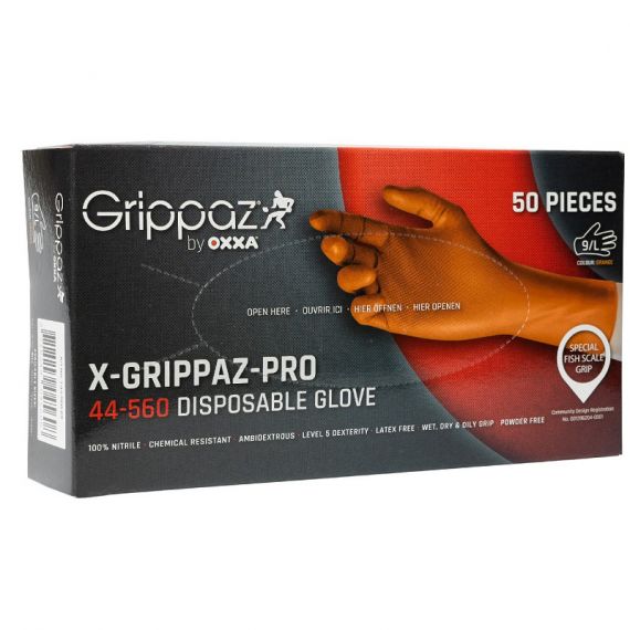 Nitril handschoen Grippaz orange maat 10
