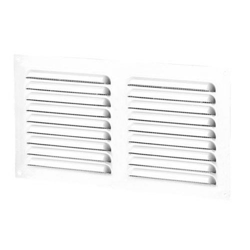 &Schoepenrooster met vliegengaas aluminium wit 245x195 mm