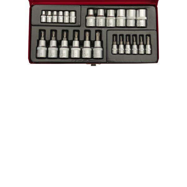 Dop+Bitset 25 dlg 1/4"+1/2" TORX