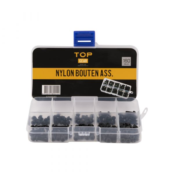 TOPGEAR Nylon bouten ass. 160-delig