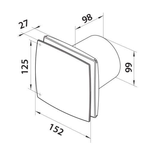 MOCINE In-line ventilator 100 mm met 6 snelheden, temperatuur- en