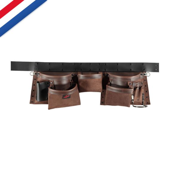 Dubbele gereedschapsgordel 8 vakken Lederen riem (125x5cm)